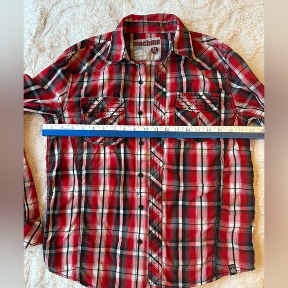 Machine Meds Red and Black Plaid Button Down Shirt Size xl B12 - Picture 8 of 8